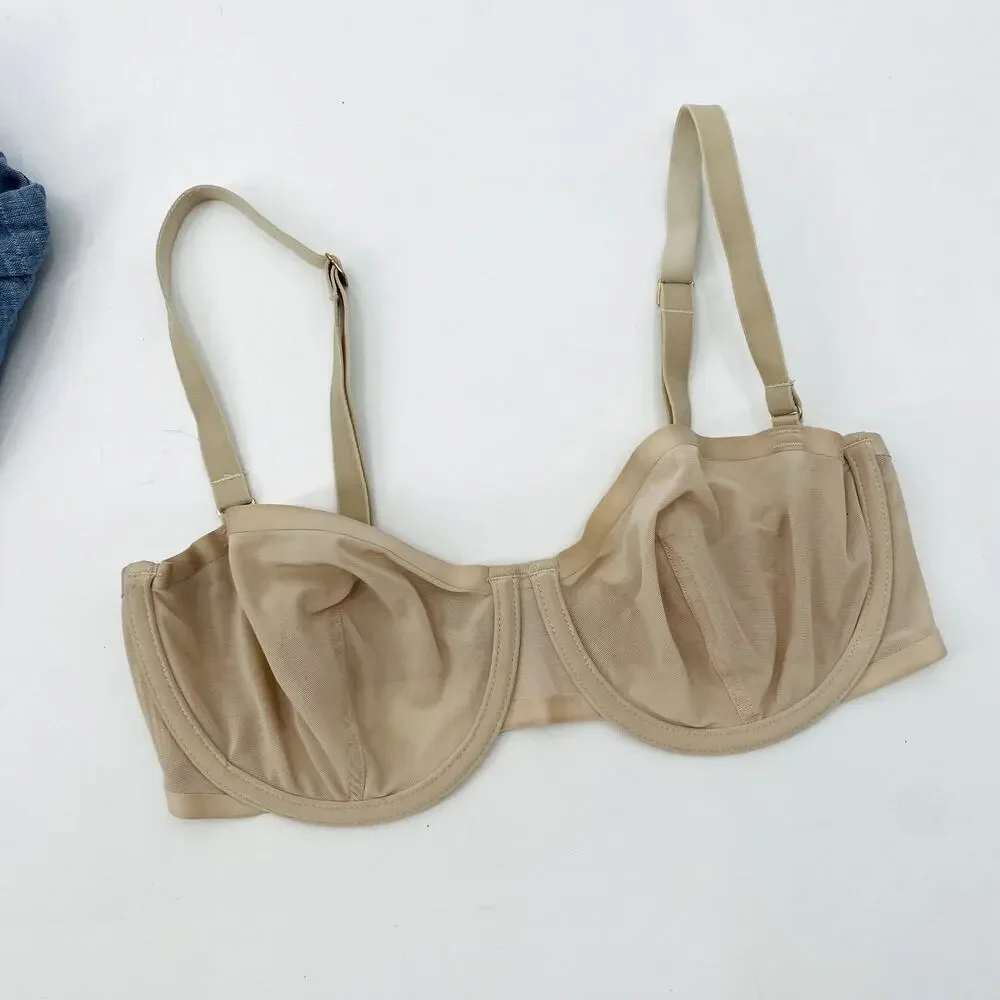 CUUP 30E cream balconettte mesh unlined underwire bra